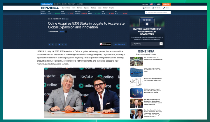 Odine, Küresel Büyüme ve İnovasyonu Hızlandırmak Amacıyla Logate’in Yüzde 53 Hissesini Satın Aldı