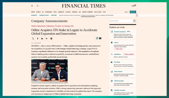 Odine Acquires 53% Stake in Logate to Accelerate Global Expansion and Innovation