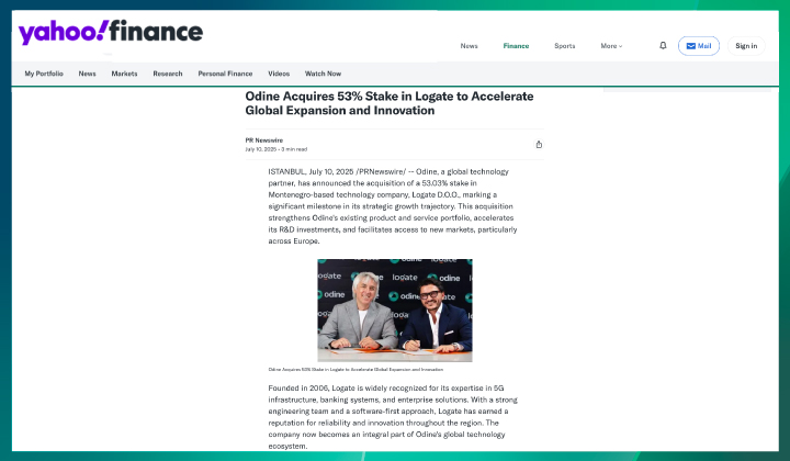 Odine, Küresel Büyüme ve İnovasyonu Hızlandırmak Amacıyla Logate’in Yüzde 53 Hissesini Satın Aldı