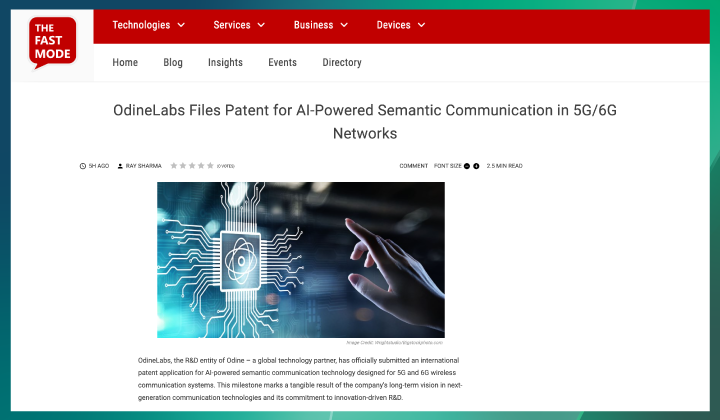 OdineLabs Files Patent for AI-Powered Semantic Communication in 5G/6G Networks