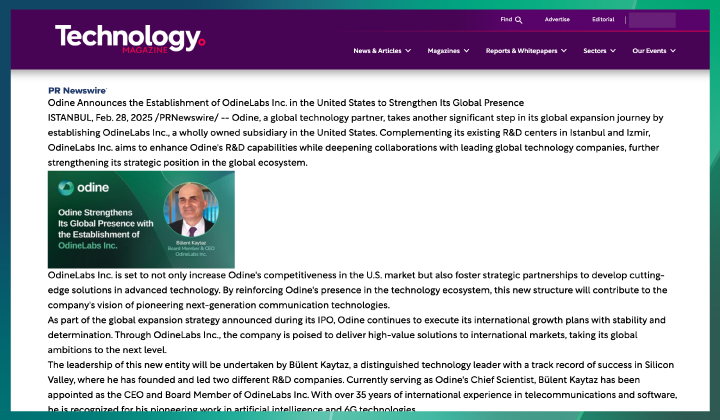 Odine, ABD’de OdineLabs Inc. ile küresel varlığını güçlendiriyor