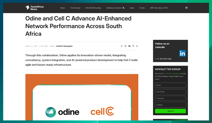 Odine and Cell C Sign Proof of Concept Agreement to Pioneer AI-Driven Network Quality Enhancement in South Africa