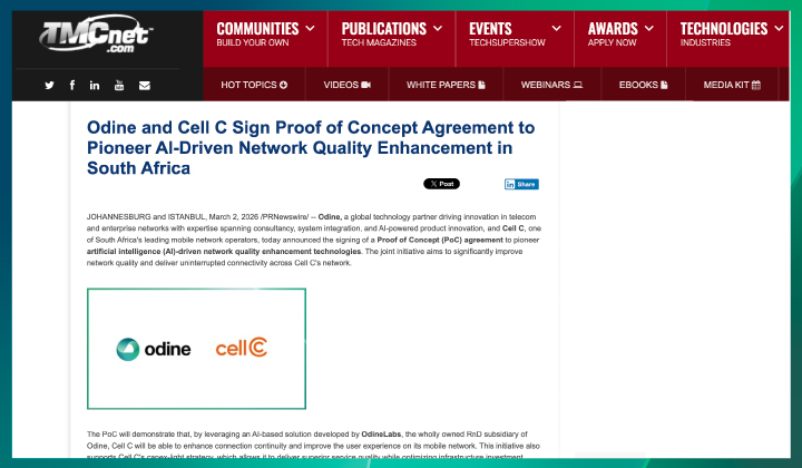 Odine and Cell C Sign Proof of Concept Agreement to Pioneer AI-Driven Network Quality Enhancement in South Africa