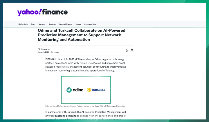 Odine ve Turkcell, Yapay Zeka Destekli Öngörüsel Yönetim ile Ağ Yönetimini Geliştirmek İçin İş Birliğini duyurdu